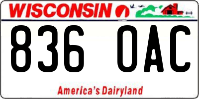 WI license plate 836OAC