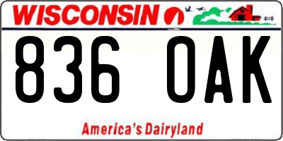 WI license plate 836OAK
