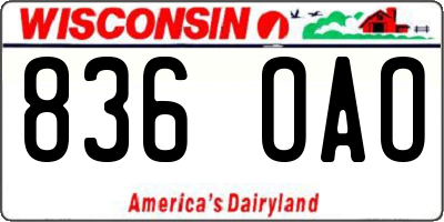WI license plate 836OAO