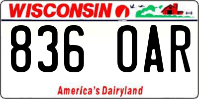 WI license plate 836OAR