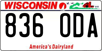 WI license plate 836ODA