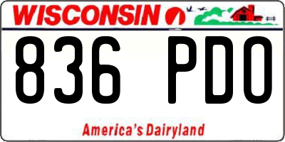 WI license plate 836PDO