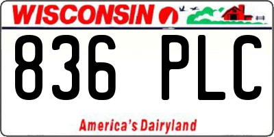 WI license plate 836PLC