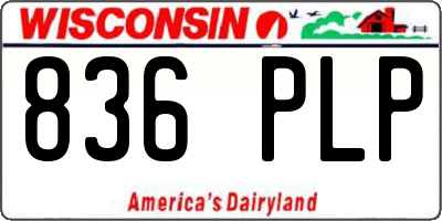 WI license plate 836PLP