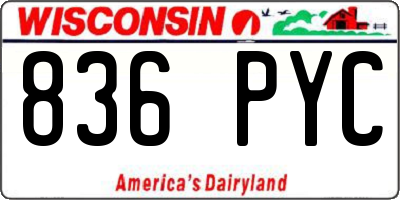 WI license plate 836PYC
