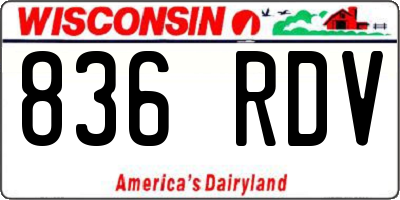 WI license plate 836RDV