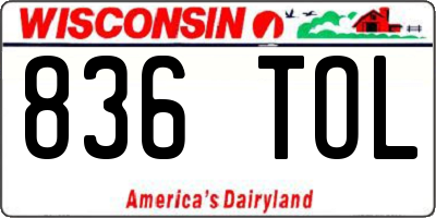 WI license plate 836TOL