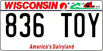 WI license plate 836TOY