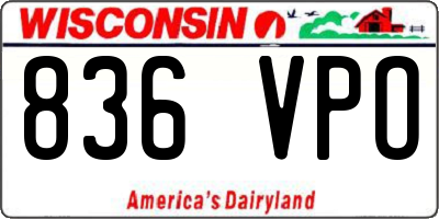 WI license plate 836VPO