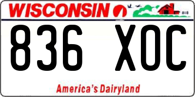 WI license plate 836XOC