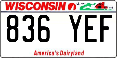WI license plate 836YEF