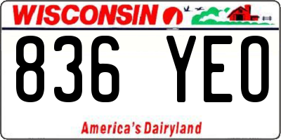 WI license plate 836YEO