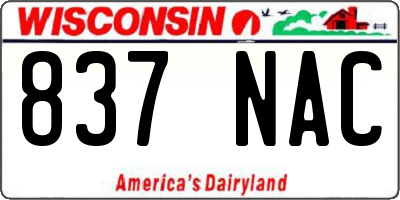 WI license plate 837NAC