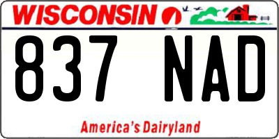 WI license plate 837NAD