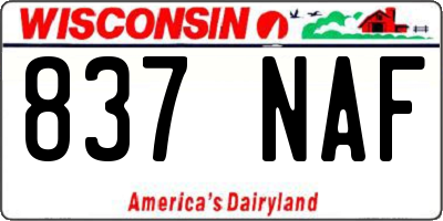 WI license plate 837NAF