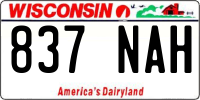 WI license plate 837NAH