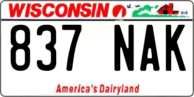 WI license plate 837NAK