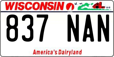 WI license plate 837NAN