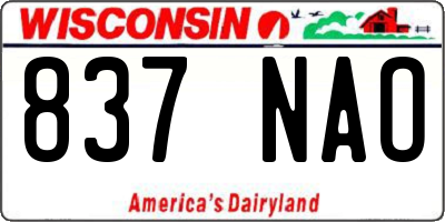 WI license plate 837NAO