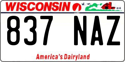 WI license plate 837NAZ