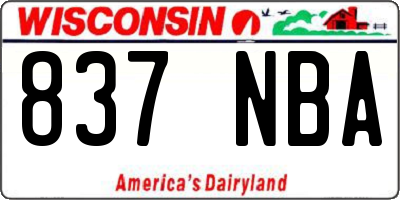 WI license plate 837NBA