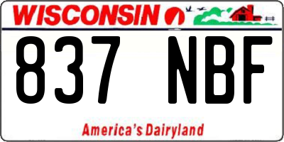 WI license plate 837NBF