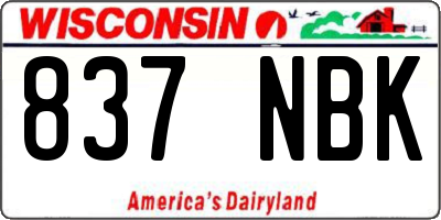 WI license plate 837NBK