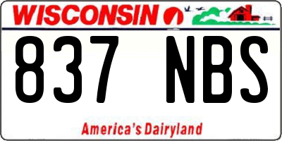 WI license plate 837NBS