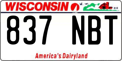WI license plate 837NBT