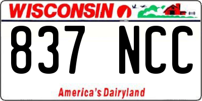 WI license plate 837NCC