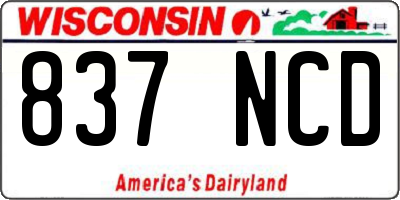 WI license plate 837NCD