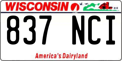 WI license plate 837NCI