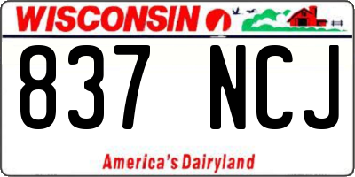 WI license plate 837NCJ