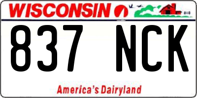 WI license plate 837NCK