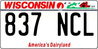 WI license plate 837NCL