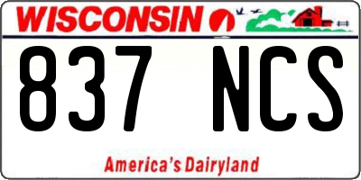 WI license plate 837NCS