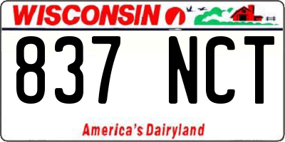 WI license plate 837NCT