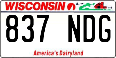 WI license plate 837NDG