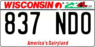WI license plate 837NDO