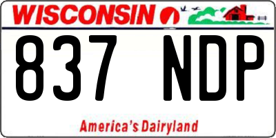 WI license plate 837NDP