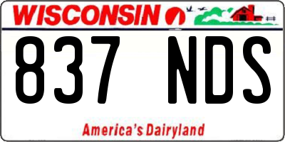 WI license plate 837NDS