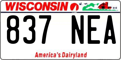 WI license plate 837NEA