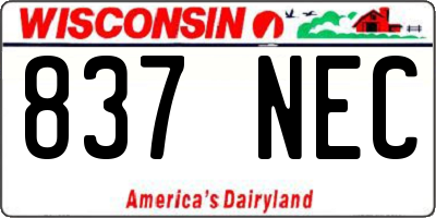 WI license plate 837NEC