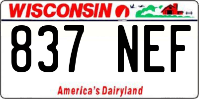 WI license plate 837NEF