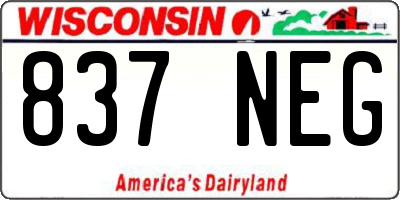 WI license plate 837NEG