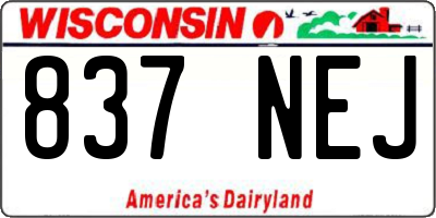 WI license plate 837NEJ