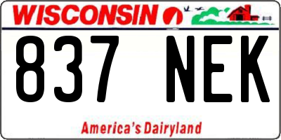 WI license plate 837NEK