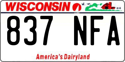 WI license plate 837NFA