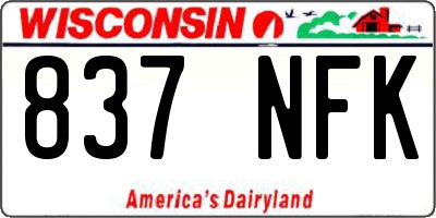 WI license plate 837NFK
