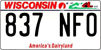 WI license plate 837NFO